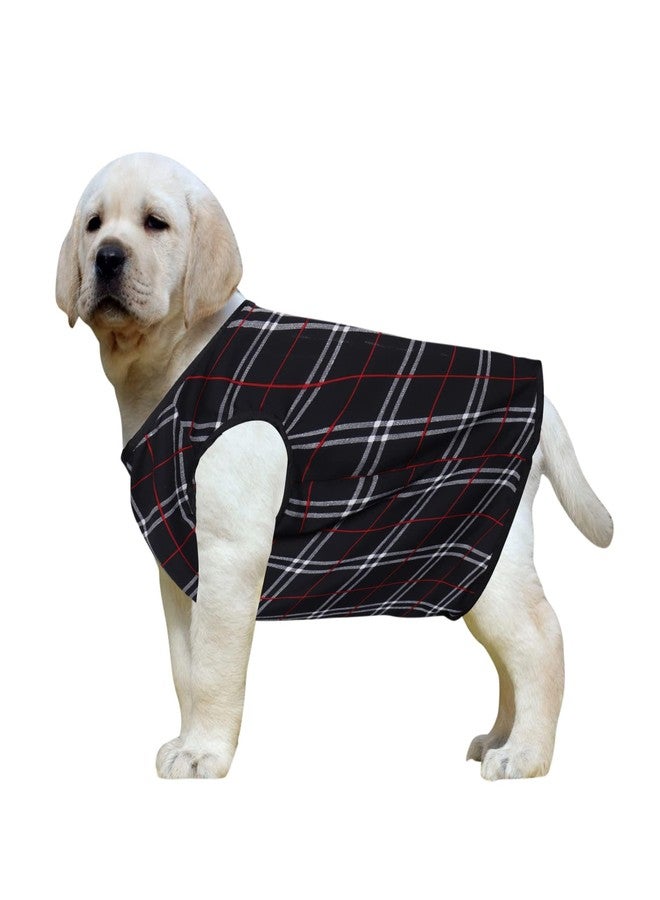 ويستيرن إرا تيشيرت قطني ناعم للكلاب بتصميم مستوحى من العصر الغربي | ملابس مريحة وجيدة التهوية للكلاب | طقم أنيق بدون أكمام للحيوانات الأليفة (صغير - 14 بوصة، بنقشة مربعات) - Image 1